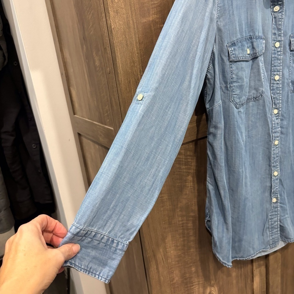 Talbots Size X Chambray Denim Button Down Shirt L… - image 6
